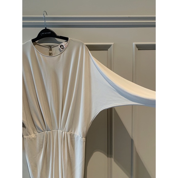 LANVIN Cream Drape Crepe Dress - Picture 4 of 9